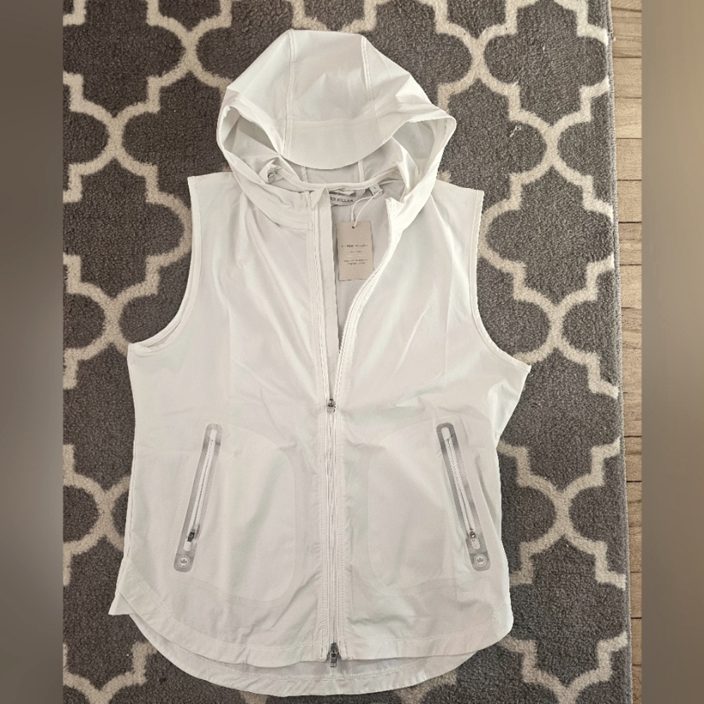 NWT Women's Peter Millar White Hooded Golf Vest  size Large